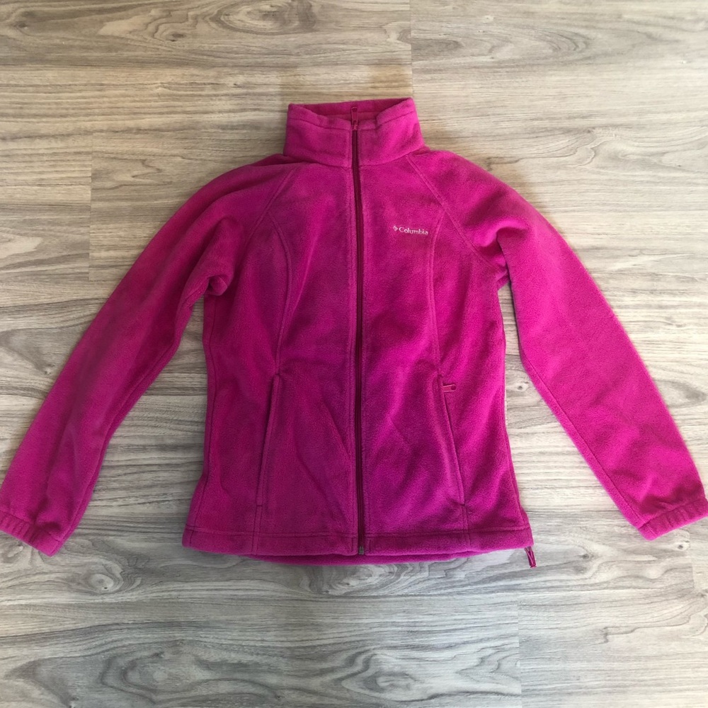 Columbia Pink Fleece Zipper Up Jacket, Small